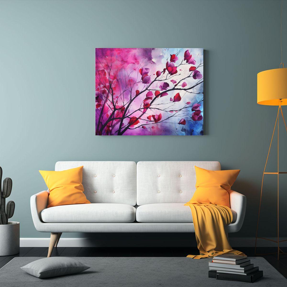 Cuadros Decorativos De Inspiración En Abedul En Tonos Púrp 65x50cm-2