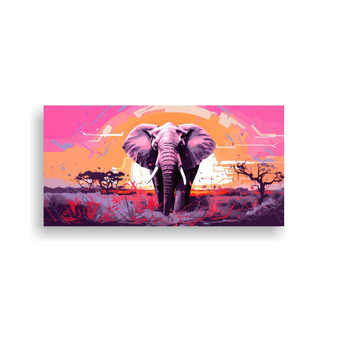 Cuadro Abstracto Urbano Elefante Sabana En Colores 40x20cm-0
