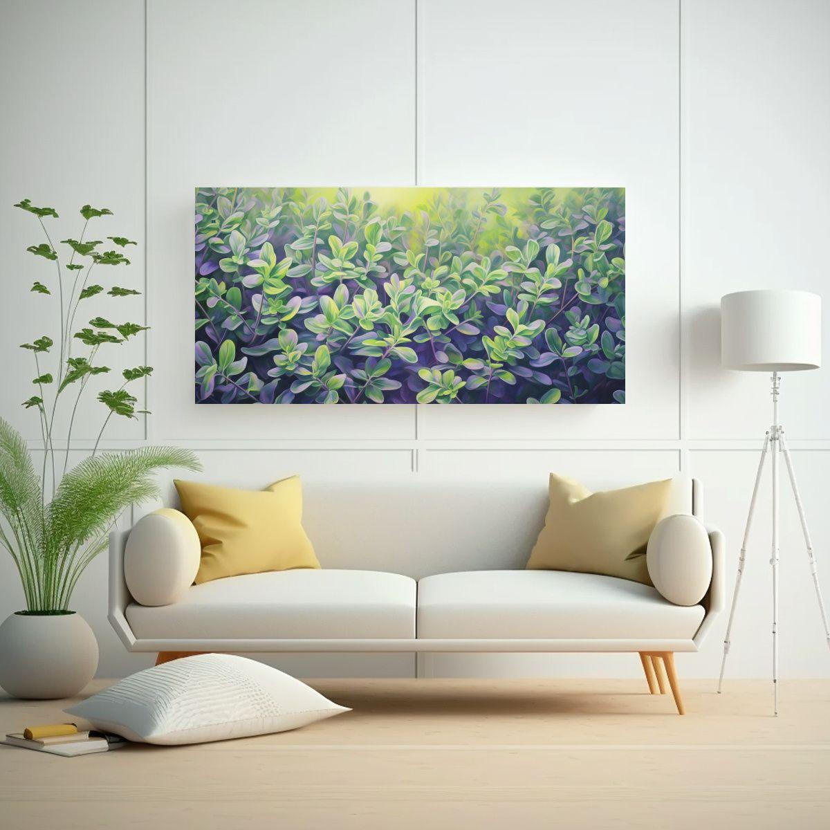 Pintura Abstracta De Hierbas En Lienzo Moderno 100x50cm-2