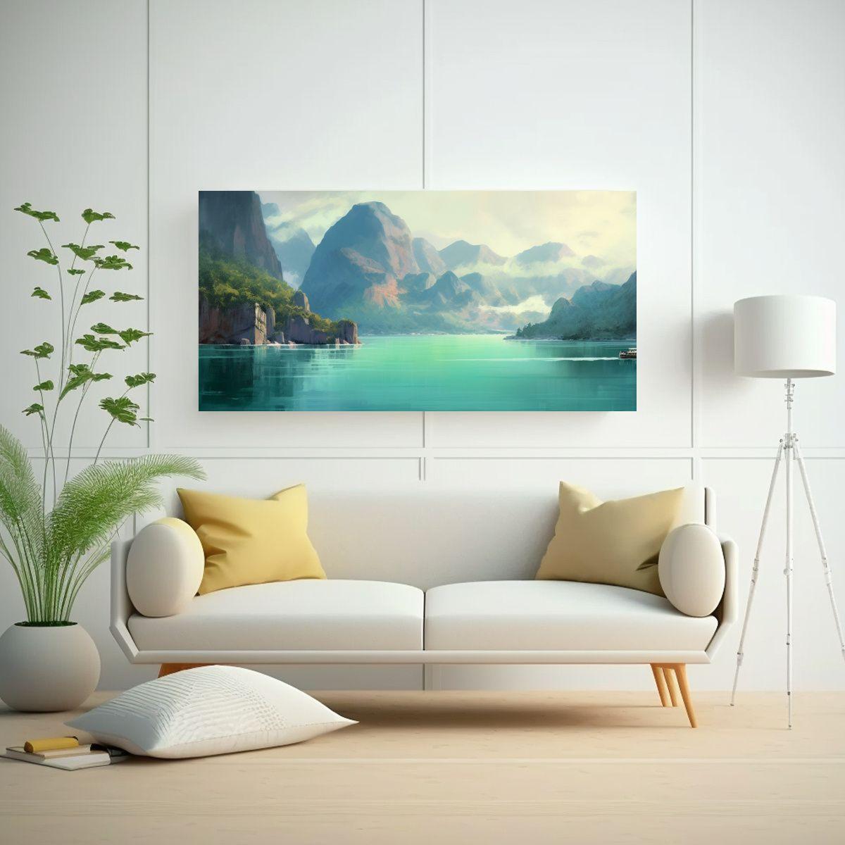 Pinturas De Paisajes Con Montañas Y Agua 160x80cm-2