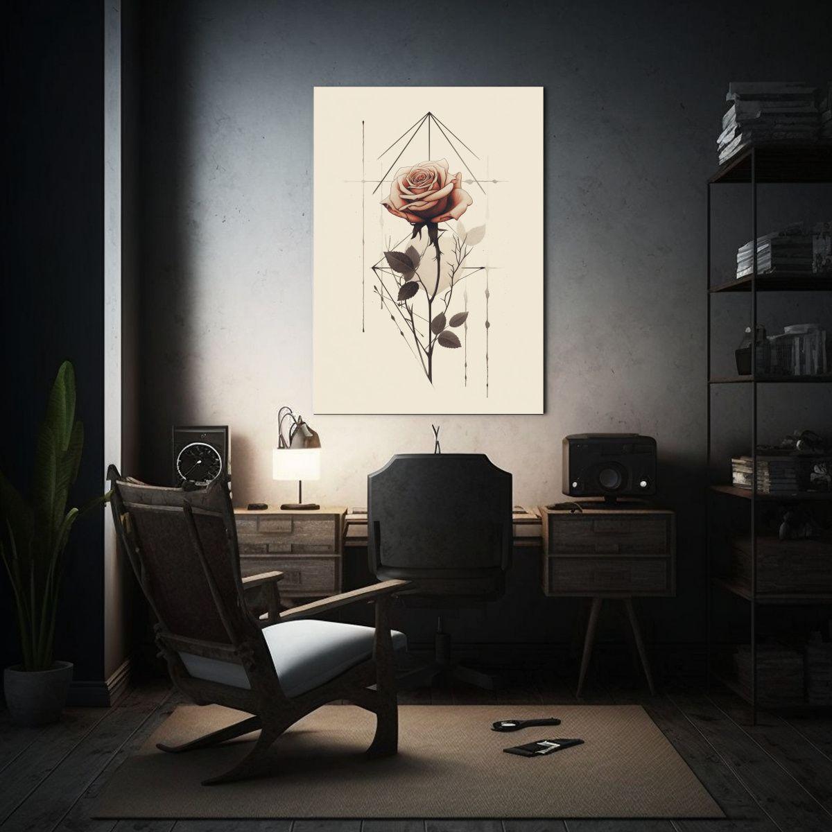 Lienzo Cuadro Salon: Boceto Minimalista De Rosas 20x30 Cm-2