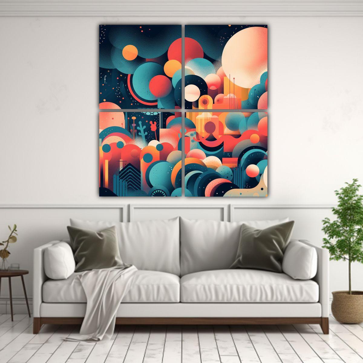 Cuadros Abstractos De Acuarela Para Decoración 160x160 Cm-2