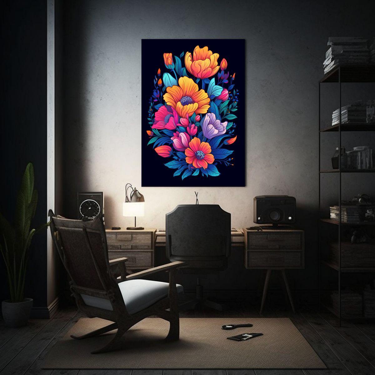 Pinturas Decorativas Modernas De Flores Coloridas 40x50cm-2