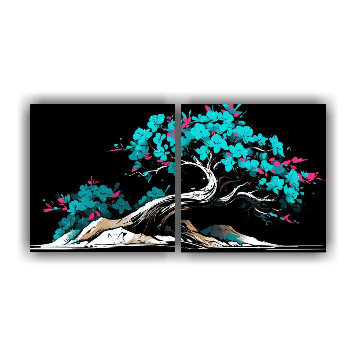 Díptico Cuadro Luminosa Bougainvillea Bonsái 100x50 Cm-0