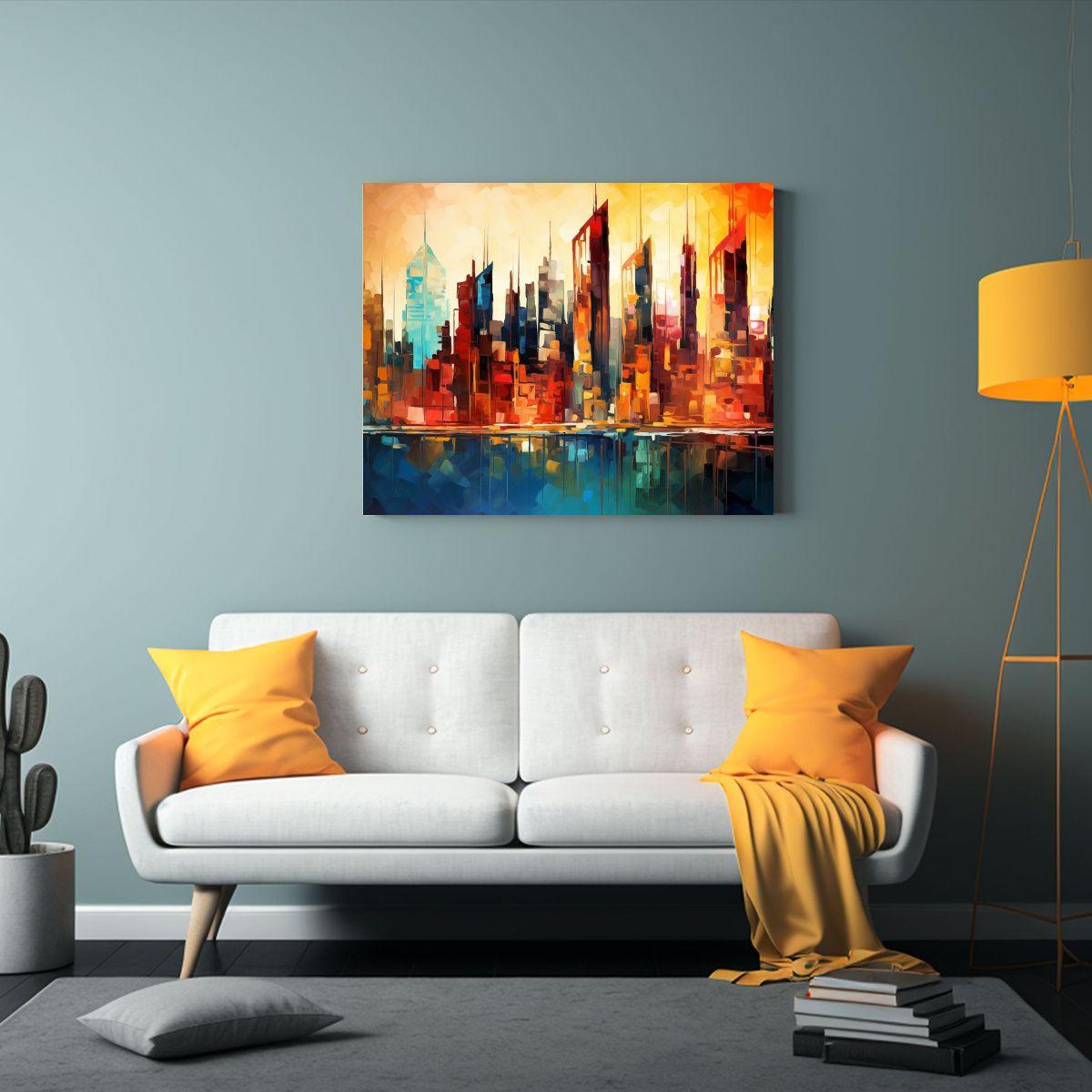 Pintura Urbana Minimalista En Bastidor: Paisaje 40x30cm-2