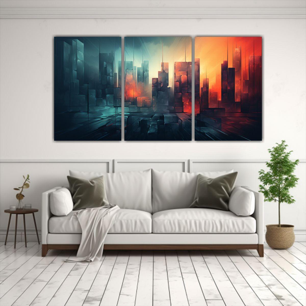 Set De 3 Lienzos Impresos Originales Fondo 150x75 Cm-2