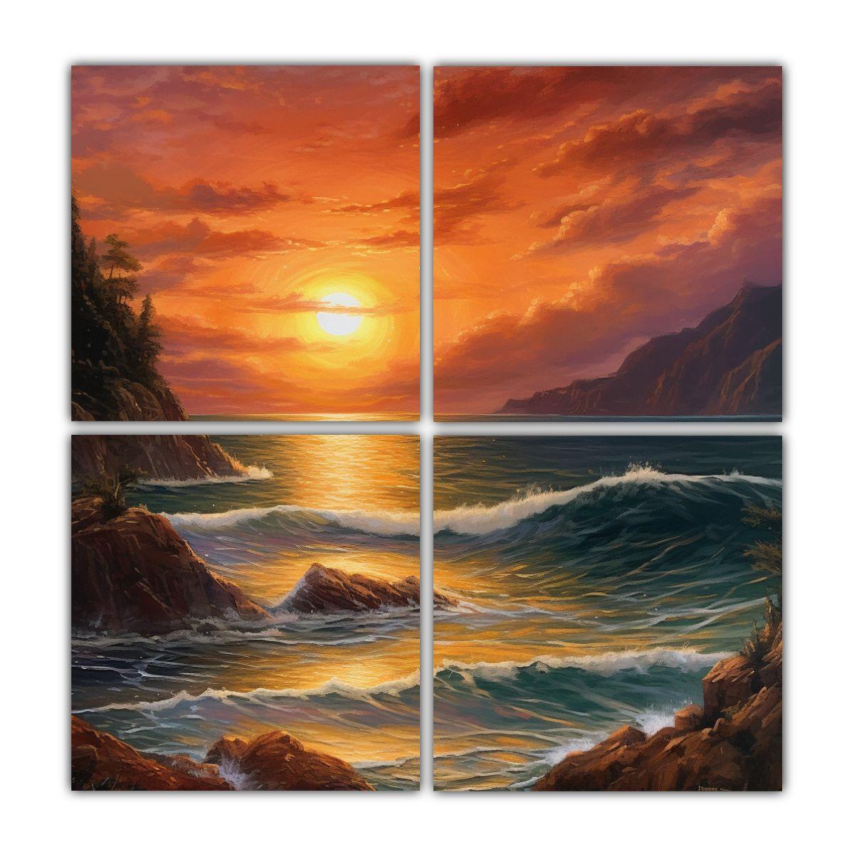 Cuadro De Tela Inspirador: Atardecer Único Junto 40x40 Cm-0