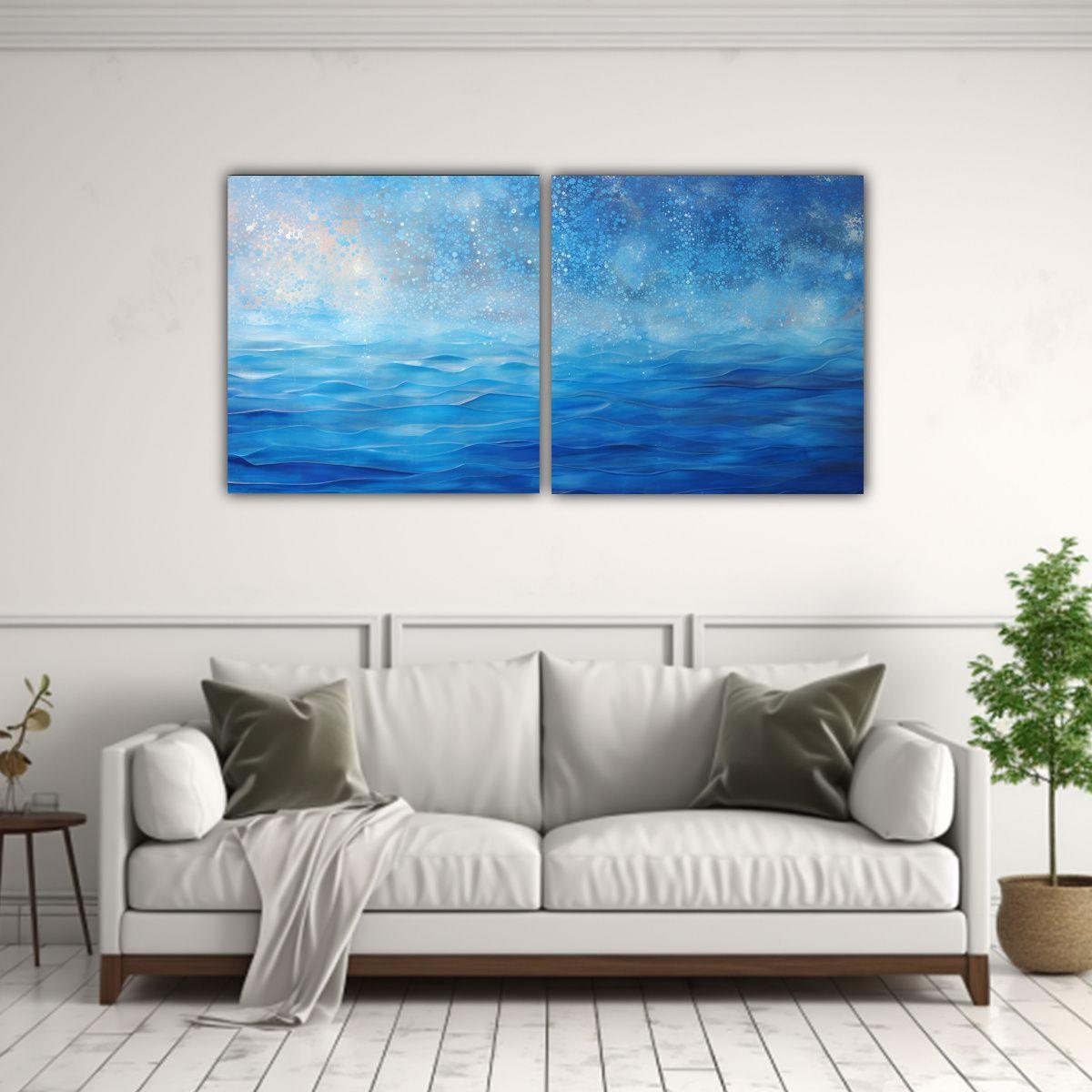 Pintura Luminosa Estilo Puntillismo Dos Cuadros 120x60 Cm-2