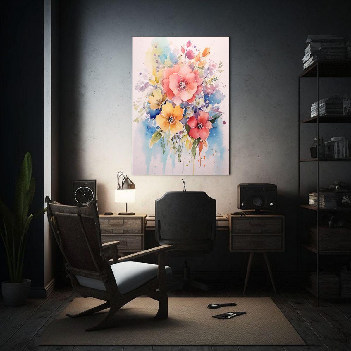 Pintura Acuarela Guzmanga Flores Decorativas 30x40cm-2