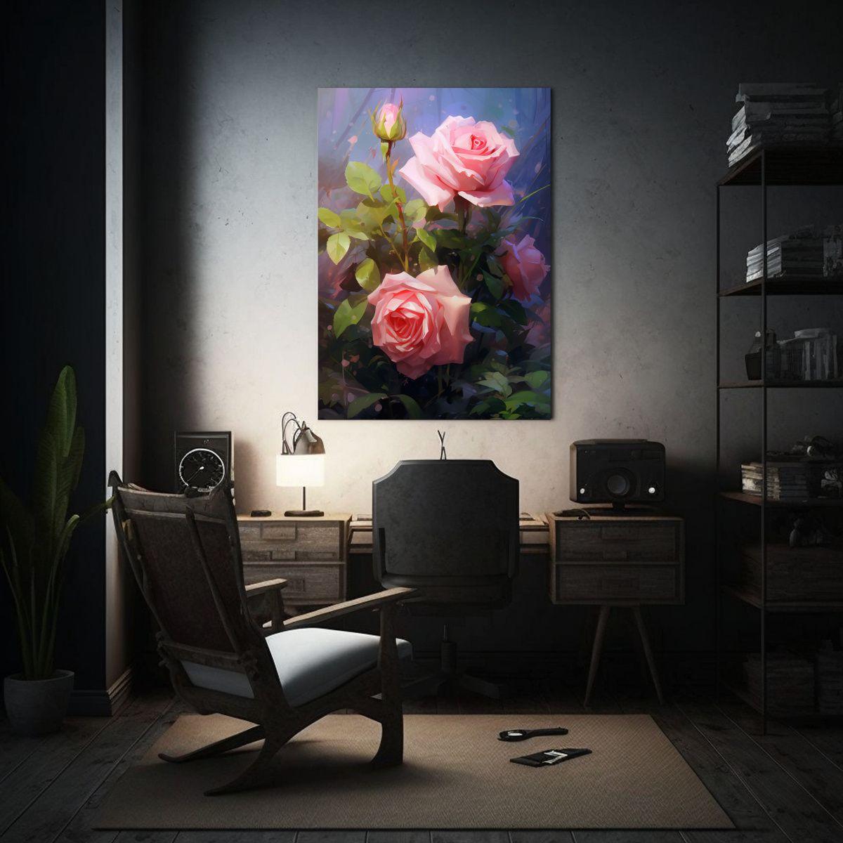 Cuadro Abstracto Flores Rosa Estilo Krenz Cushart 40x60cm-2
