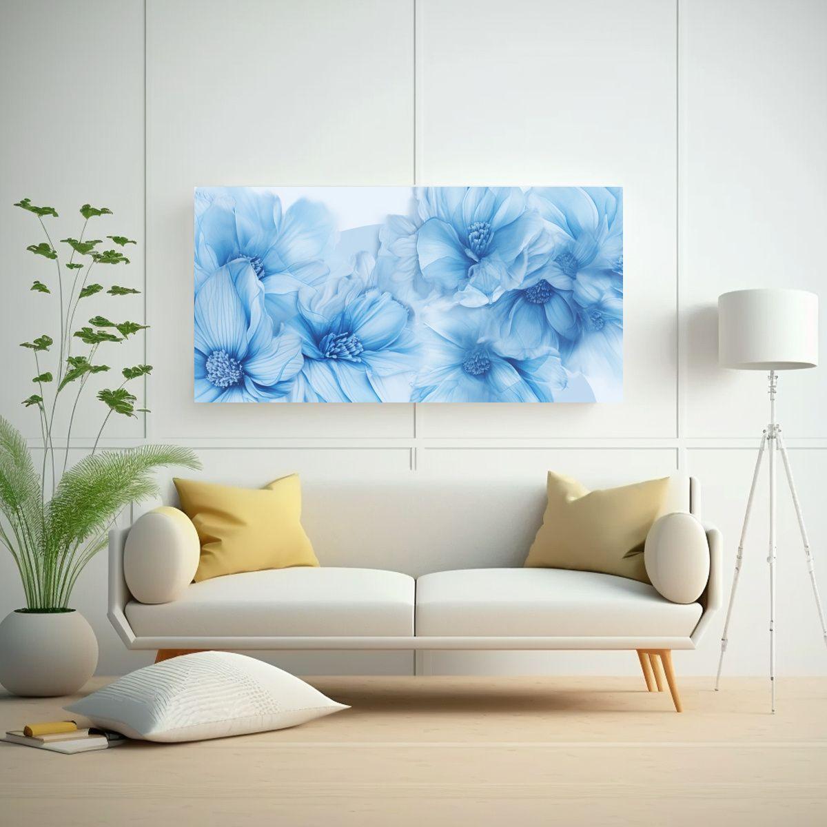 Cuadro Abstracto En Bastidor Azul Con Diseño 120x60cm-2