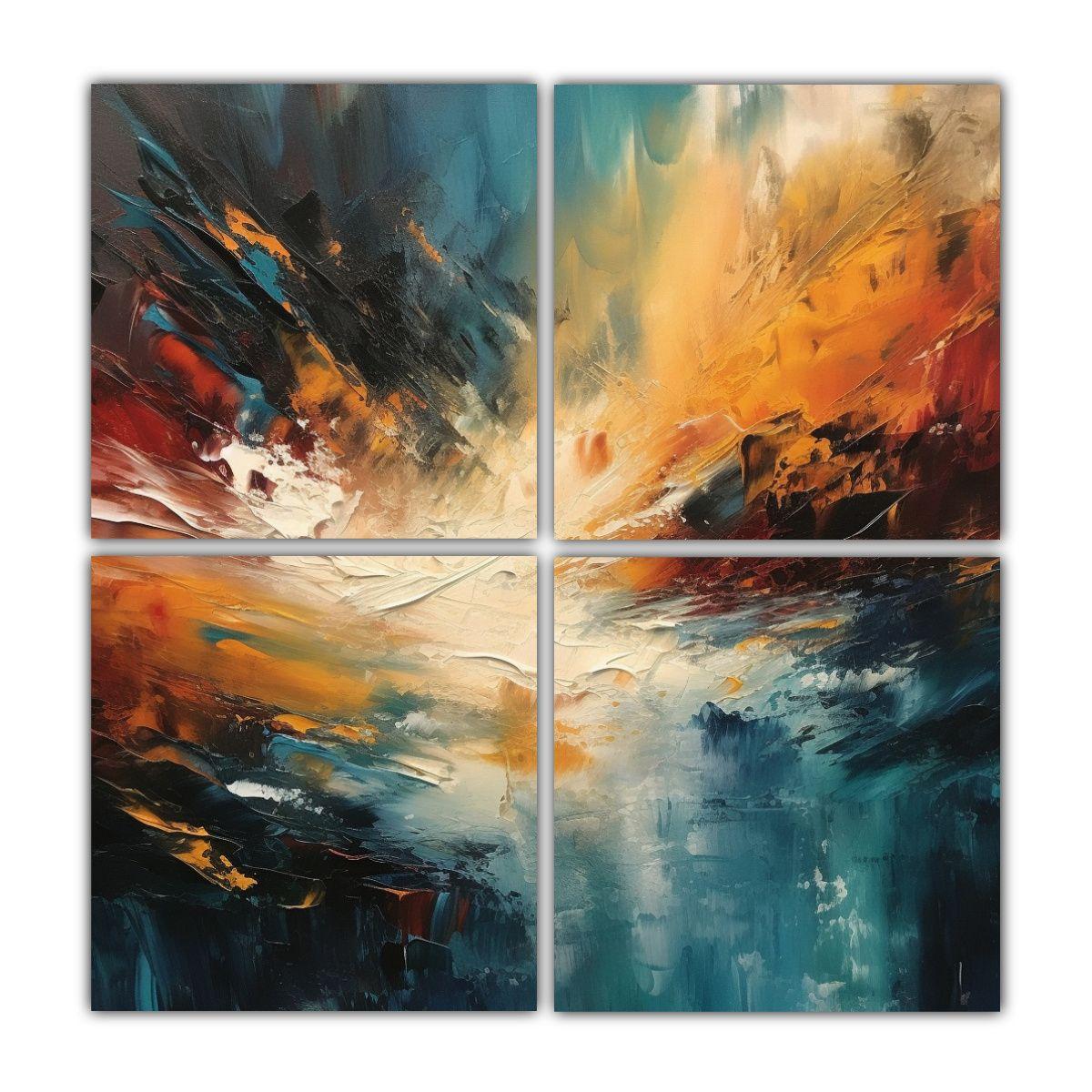 Pinturas Decorativas Modernas En Multicolor 140x140 Cm-0