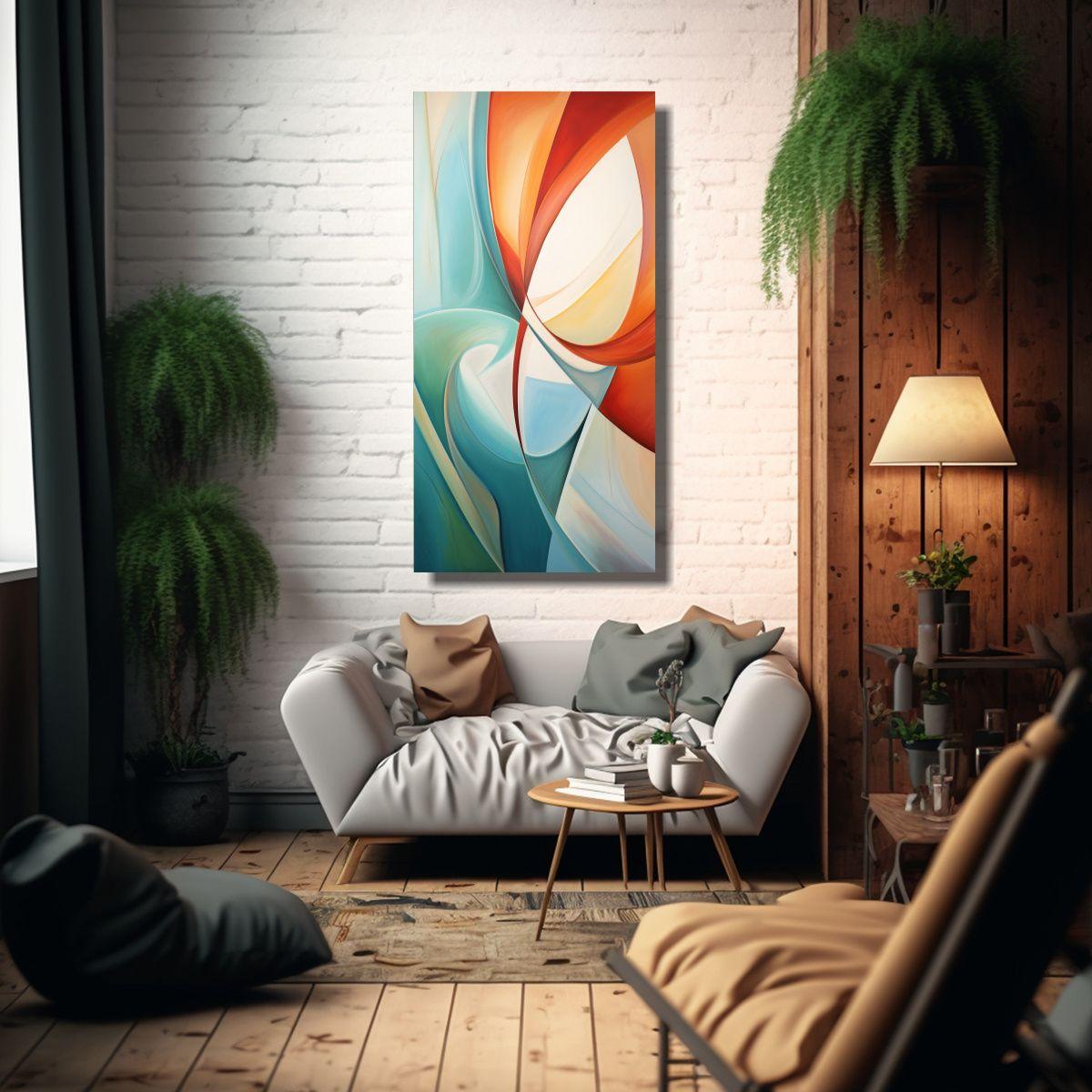 Pintura Abstracta Para Cocina En Cuadro De Playa 20x40cm-2