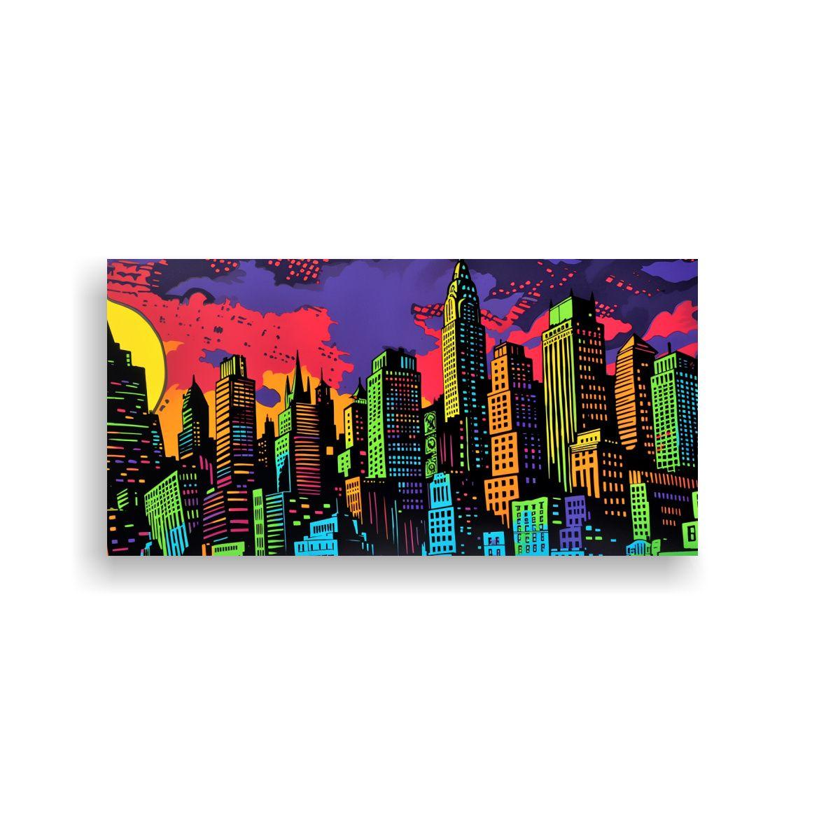 Cuadro En Bastidor Perspectiva Gotham City Años 100x50cm-0