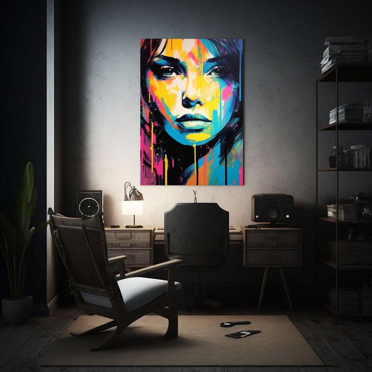 Cuadro Moderno Mujer Colorido Poparte Pintura 40x50cm-2