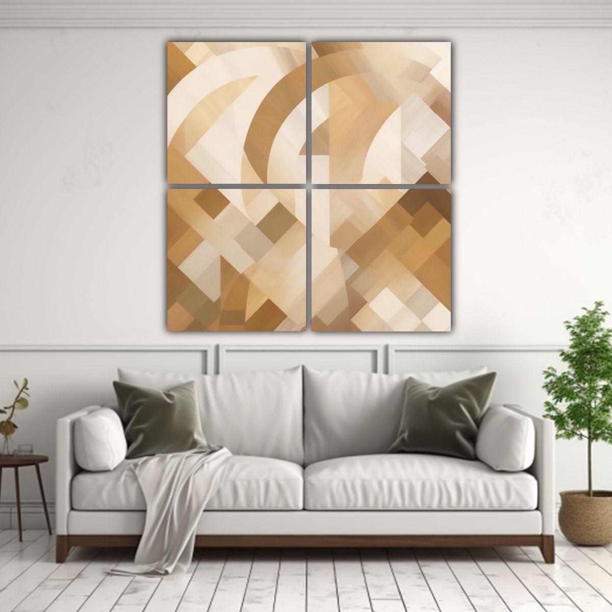 4 Lienzos De Tela Modernos Estética Minimalista 60x60 Cm-2