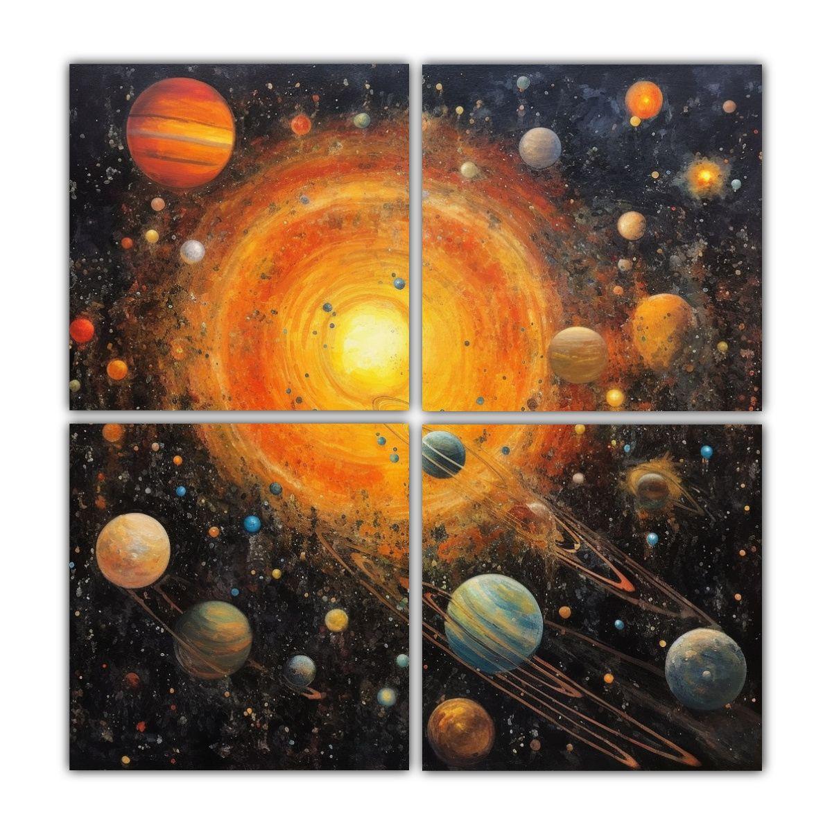 Cuadro Moderno Floral Sistema Solar 200x200 Cm-0