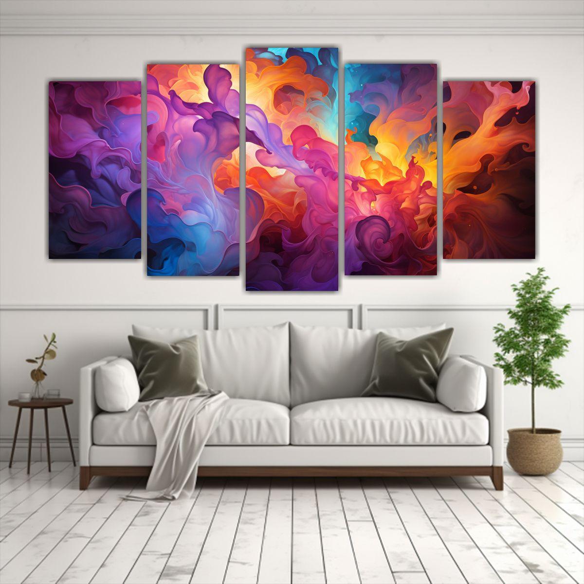 Pintura Abstracta Set 5 Artes Vanguardia 150x75 Cm-2