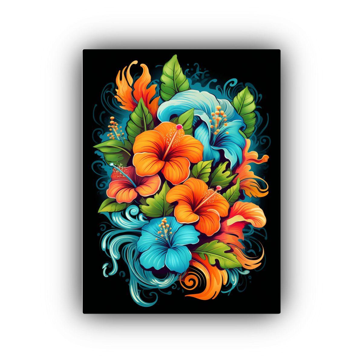 Cuadro Floral Moderno Con Colores Vivos 40x50cm-0