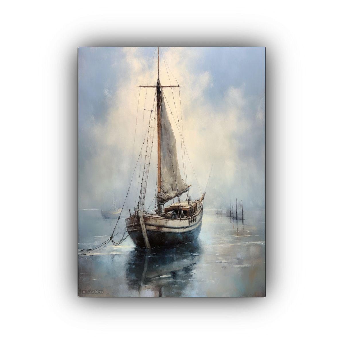 Cuadro Impresionante De Barco En La Marina 60x90cm-0