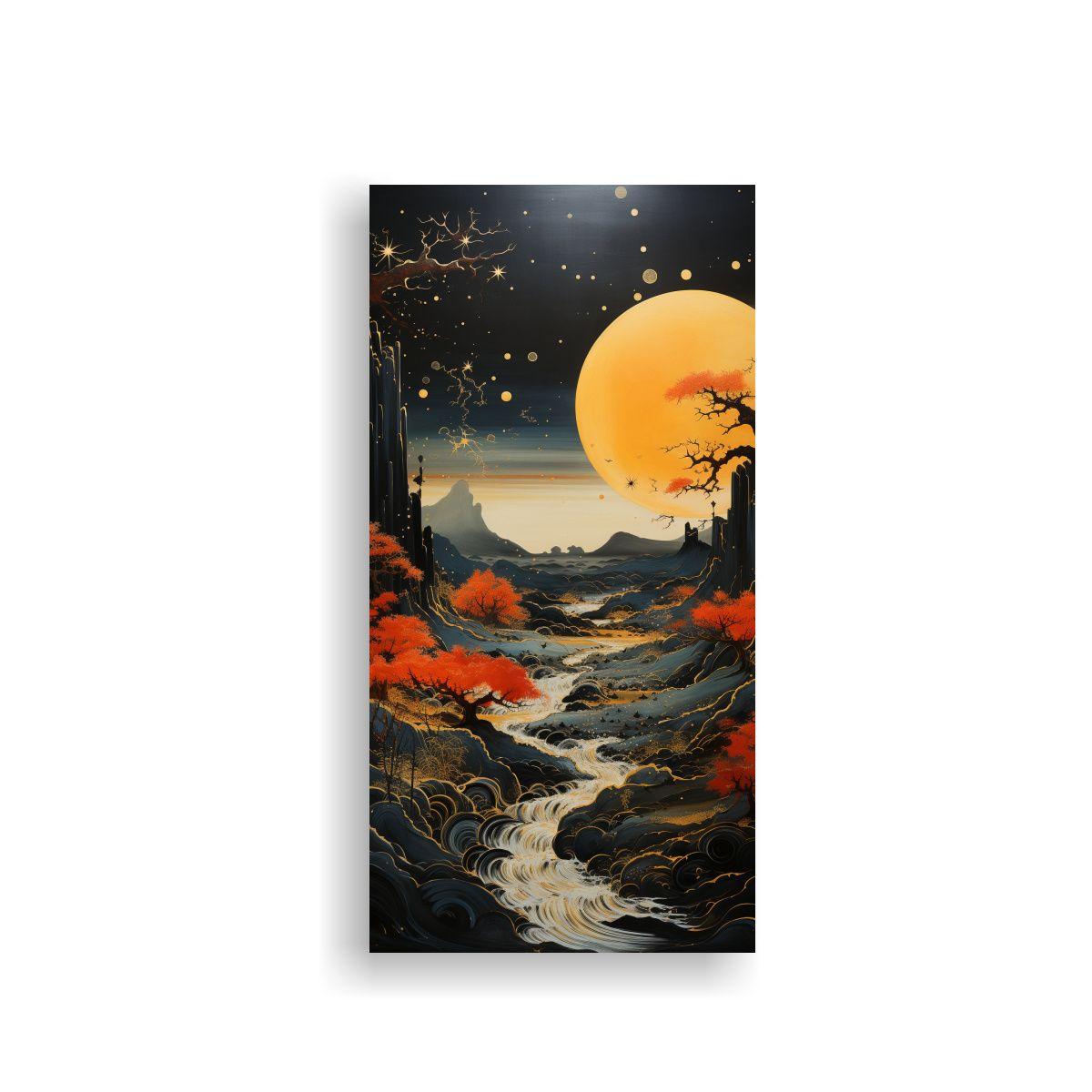 Pintura En Bastidor De Arte Gráfico Con Luna Y 70x140cm-0