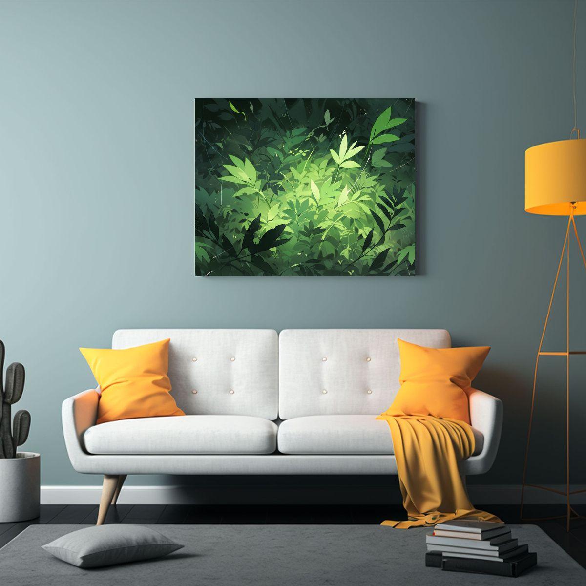 Pinturas De Decoración En Verde Y Negro Con Atmósfera Neon 75x50cm-2