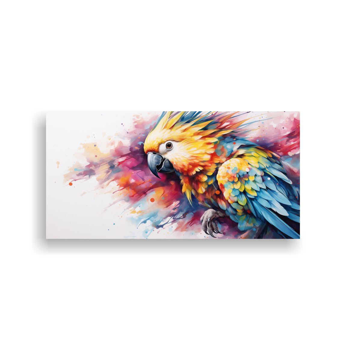 Pintura Equilibrio Colorido Cacatúa Acuarela 21 140x70cm-0