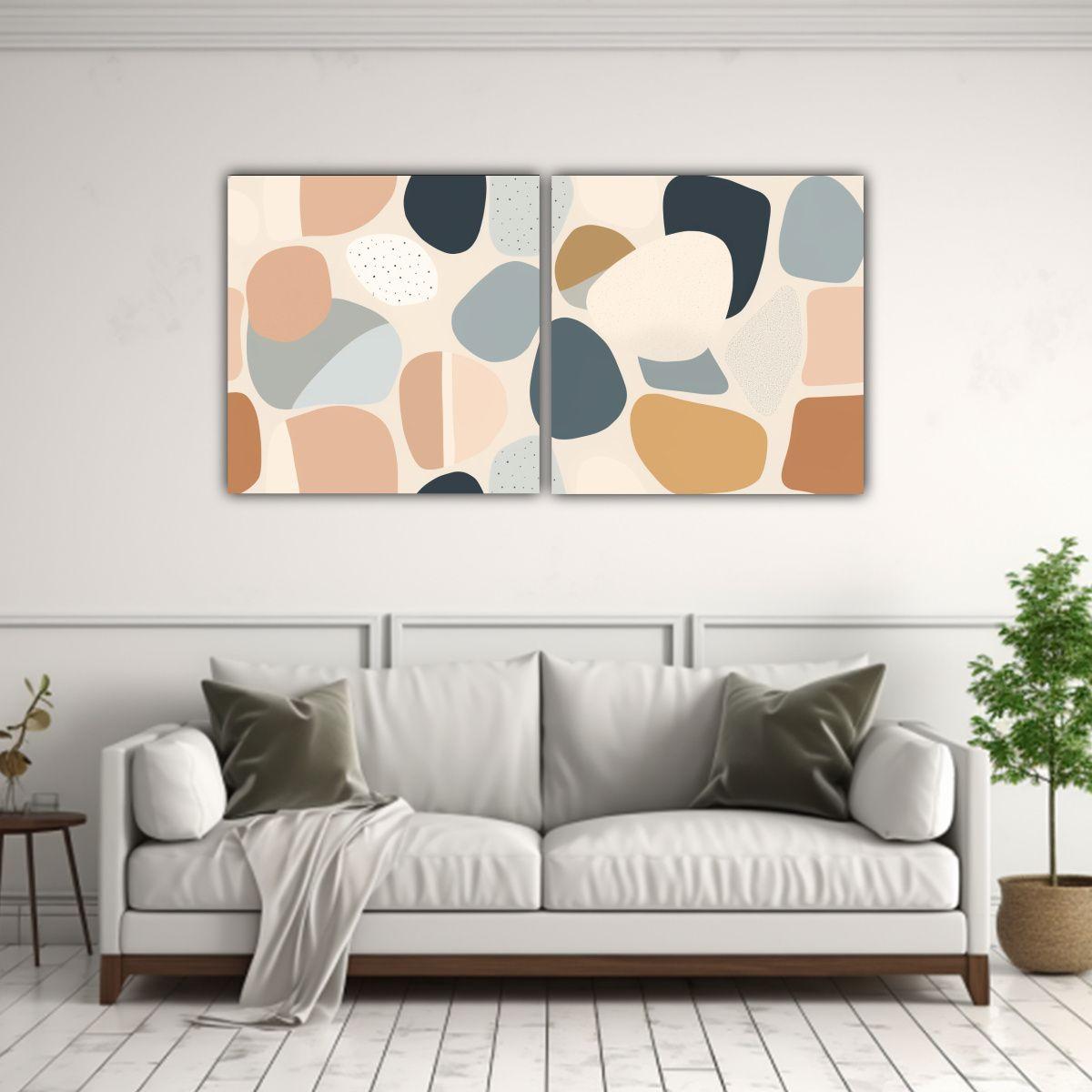 Pinturas De Decoración Abstractas En Tonos 60x30 Cm-2
