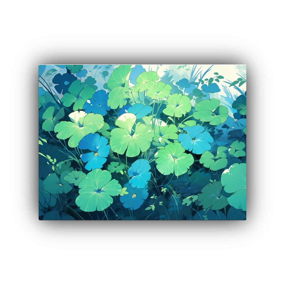 Cuadro En Bastidor Concepto Verde Y Azul Neonoir, 60x40cm-0