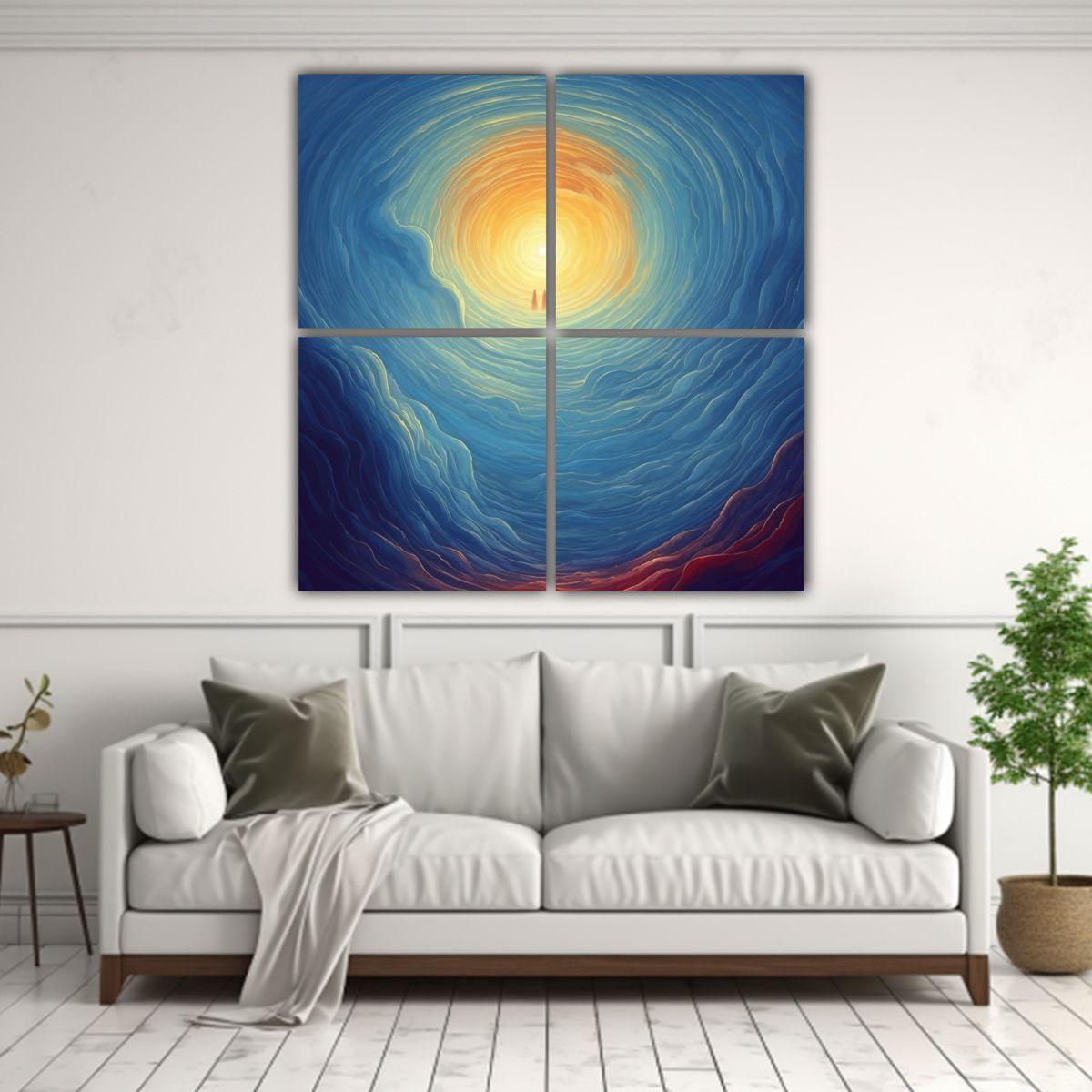 Cuatro Lienzos Movimiento Ambiente Mariposas 180x180 Cm-2