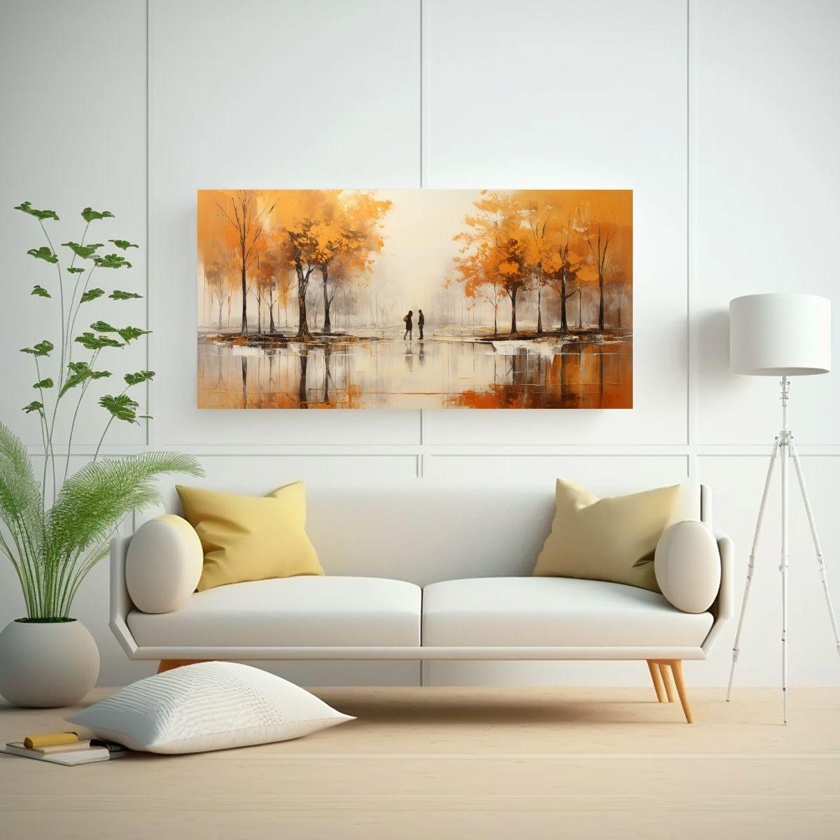 Cuadro Abstracto De Árboles Plateados Y Blancos 40x20 Cm-2