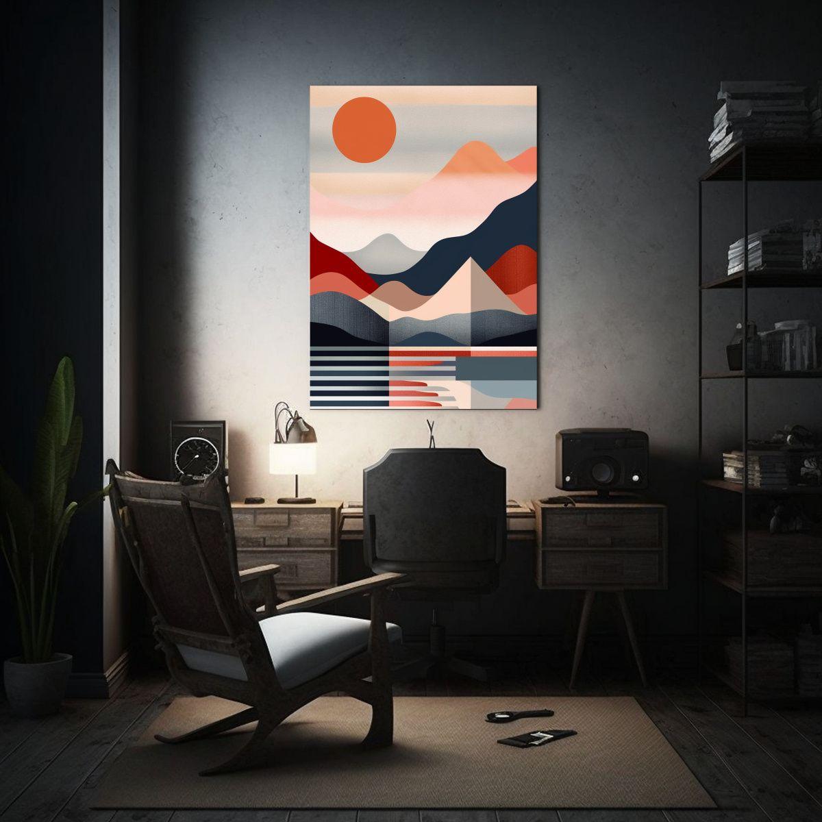 Pintura En Lienzo Acuarela Formación Minimalista 40x60cm-2