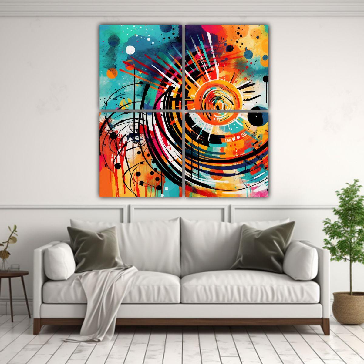 4 Diseños Modernos De Arte De Pared En Lienzo 200x200 Cm-2