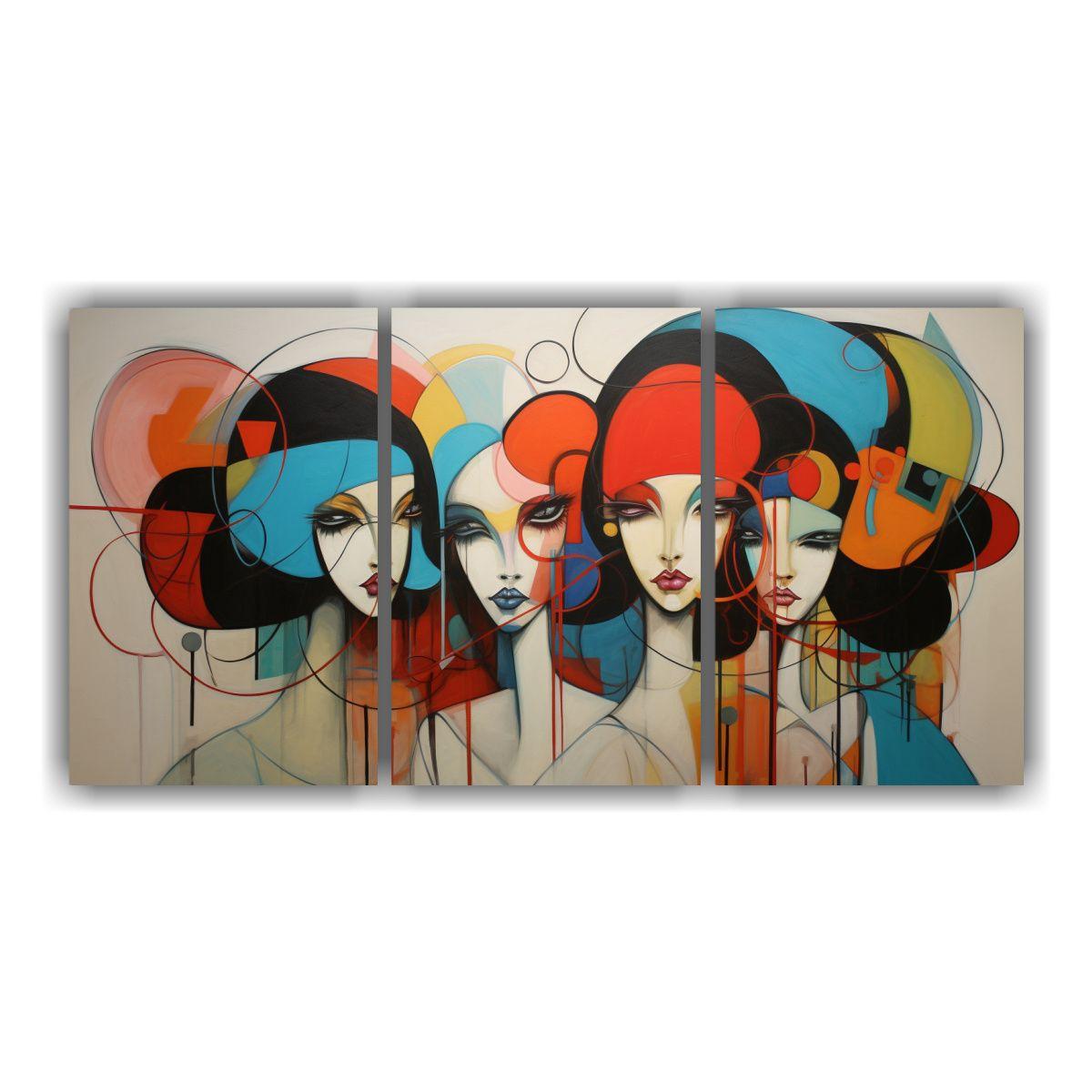 Cuadros Abstractos De Habitación Con Tono Set 3 120x60 Cm-0