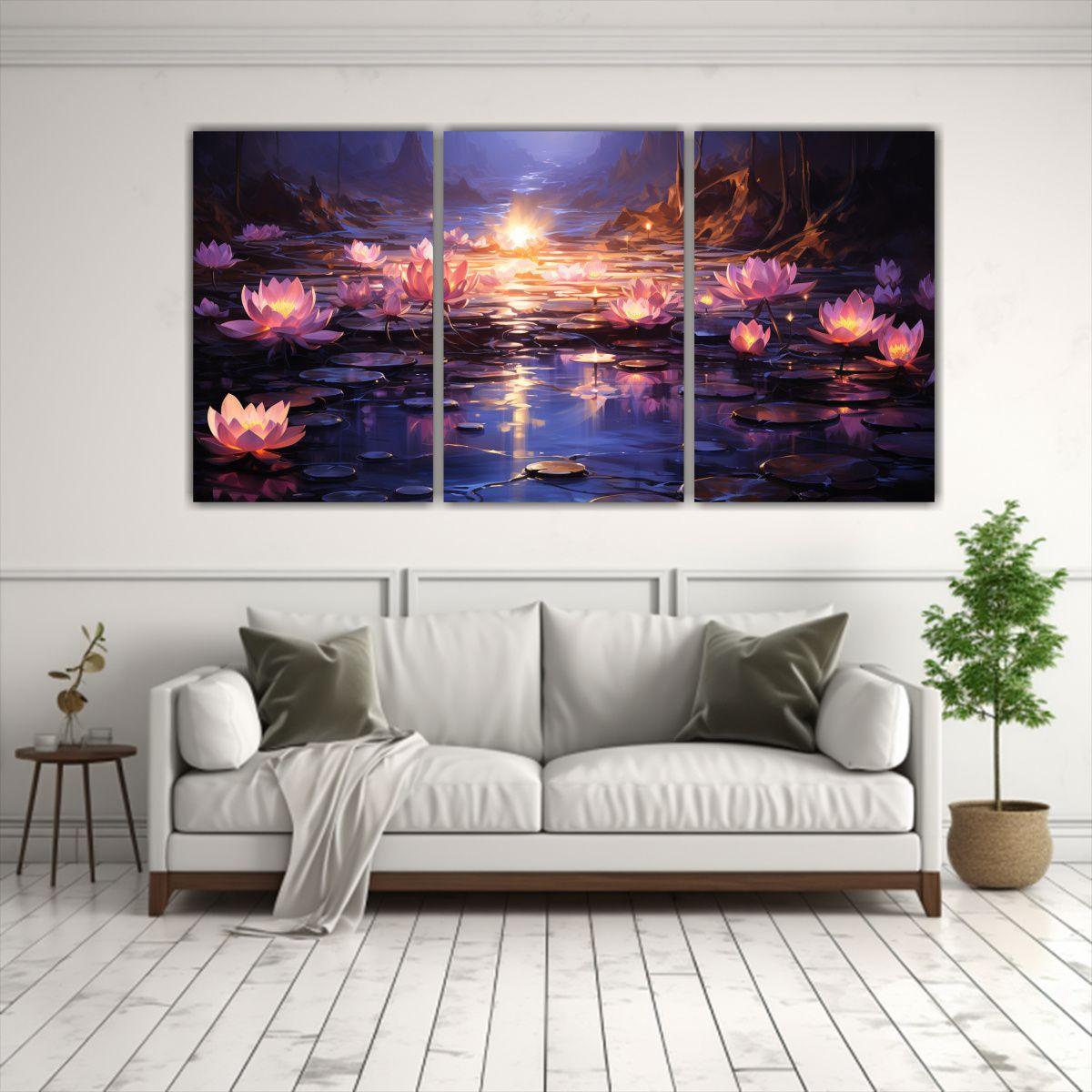 Conjunto De 3 Cuadros Fotografía Comedor: 120x60 Cm-2