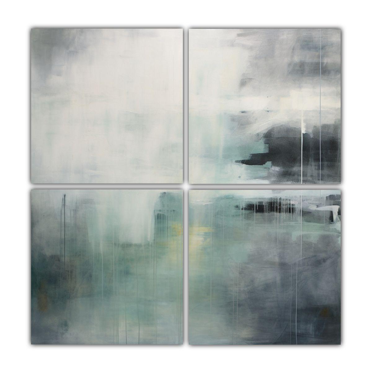 Cuatro Lienzos De Tela Cuadro Abstracta Con 160x160 Cm-0