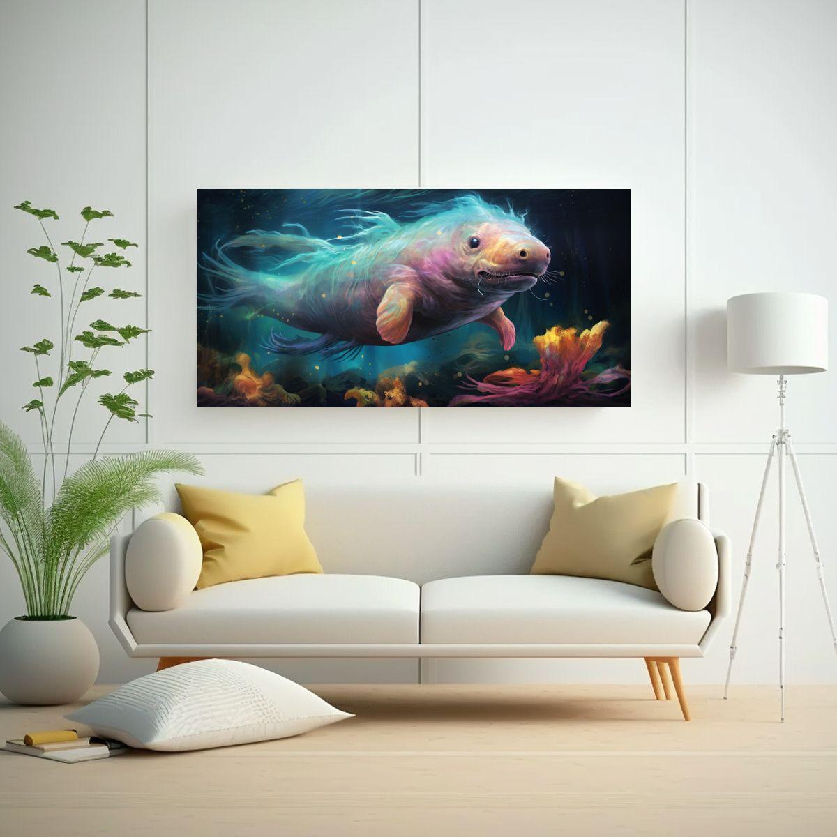 Pintura Al Estilo óleo Estilo Llamativo De Axolot 160x80cm-2