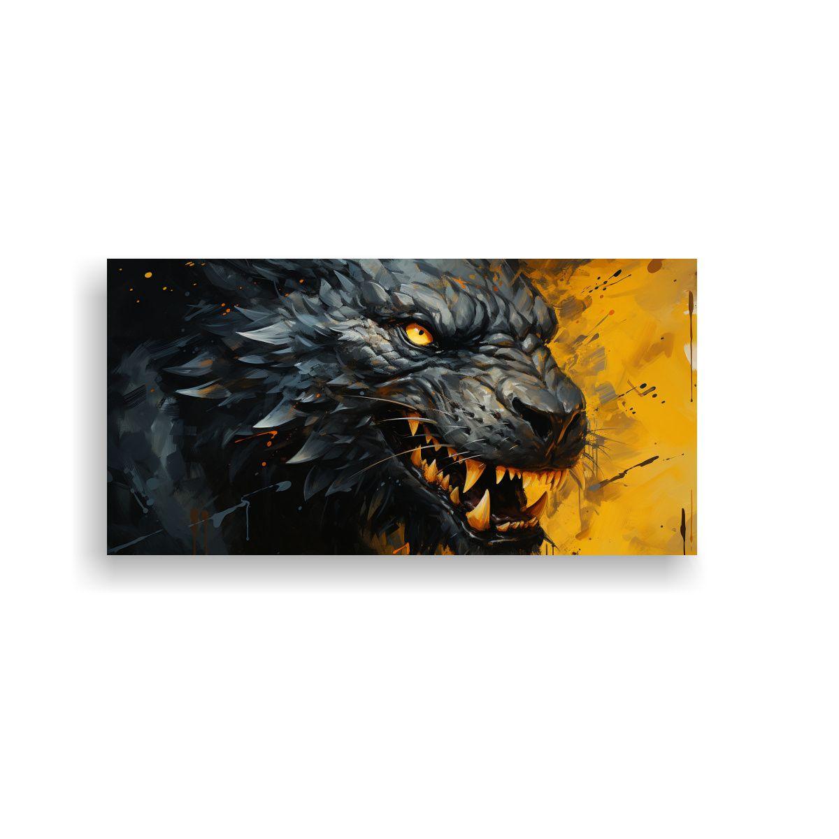 Cuadro Moderno: Dragón Amarillo Y Negro, 160x80cm-0