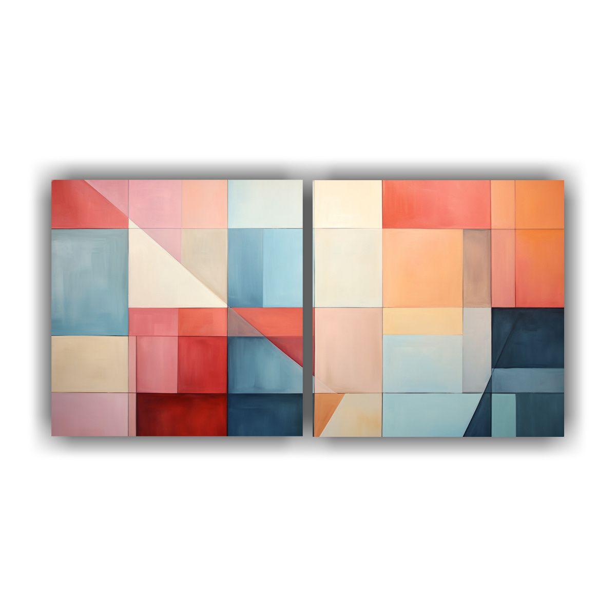 Conjunto 2 Lienzos Tema Duradero Geométrico 40x20 Cm-0