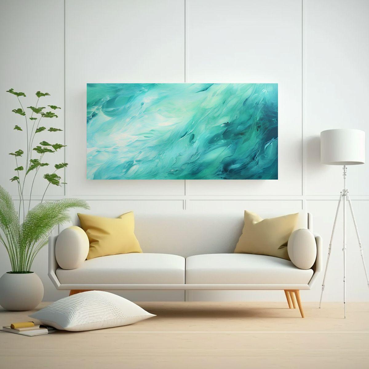 Cuadro Abstracto De Tema Adorable: Aurora Boreal 160x80cm-2