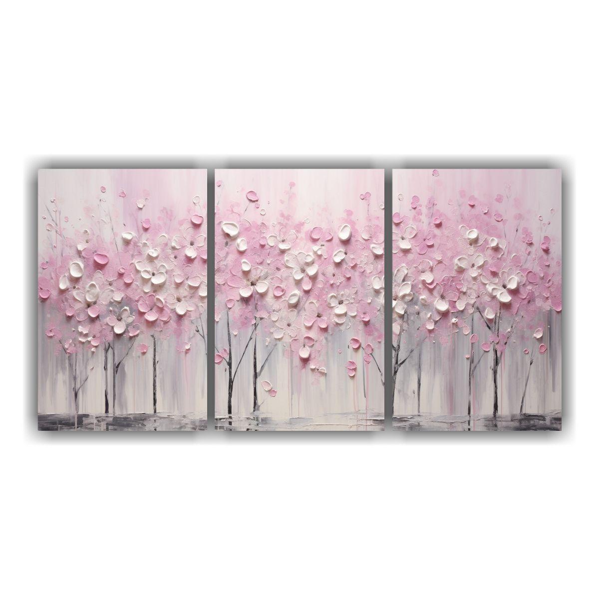 Pintura En Tonos Rosa Y Plateado En Estilo 90x45 Cm-0