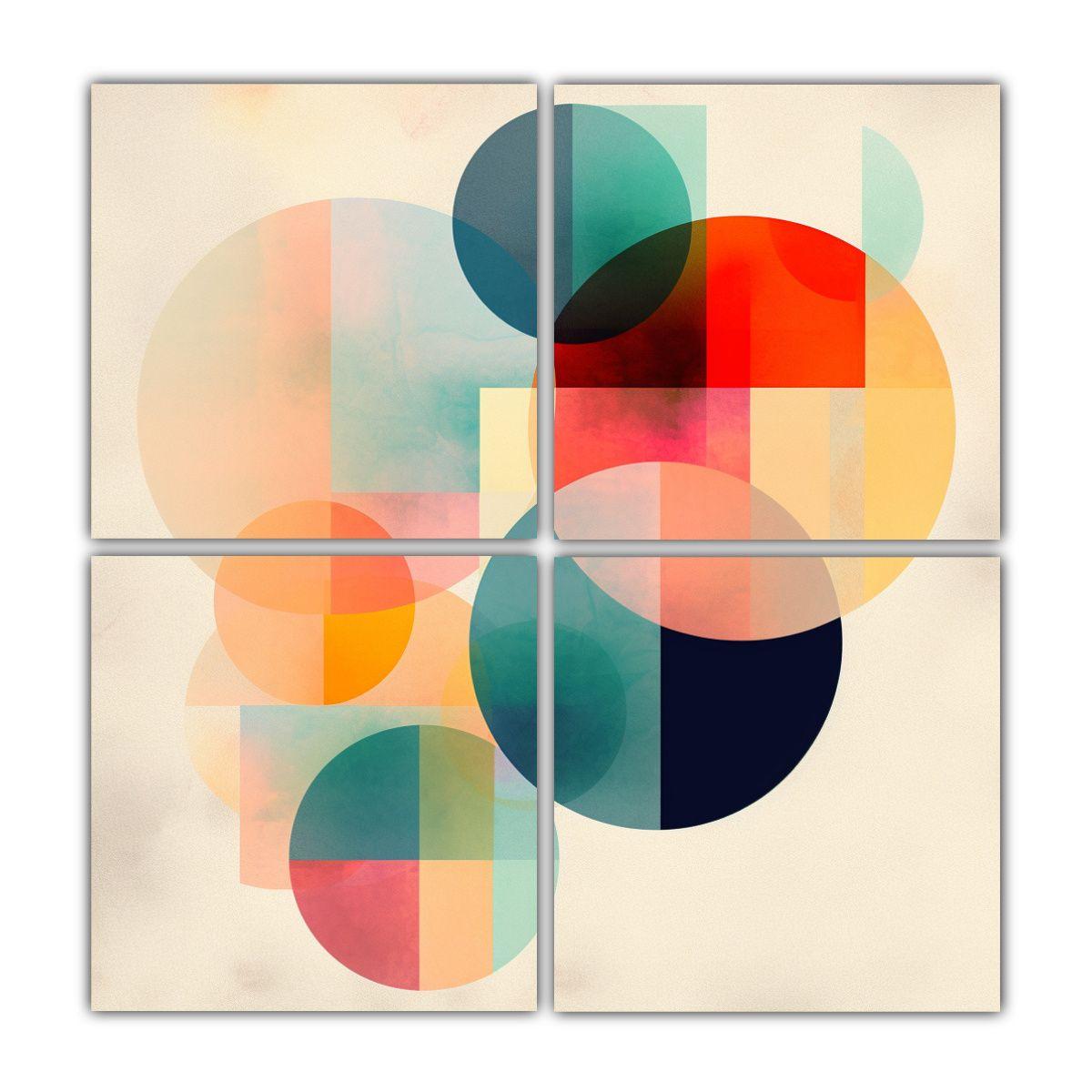 4 Cuadroes De Personalidad Chilanga En Geometría 160x160 Cm-0