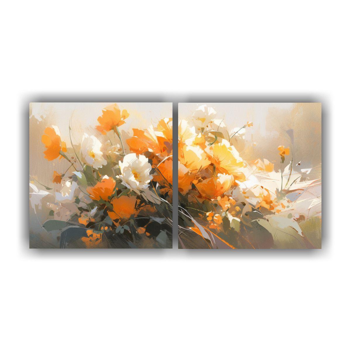 Pintura De Flores En Lienzo, Composición única 60x30 Cm-0