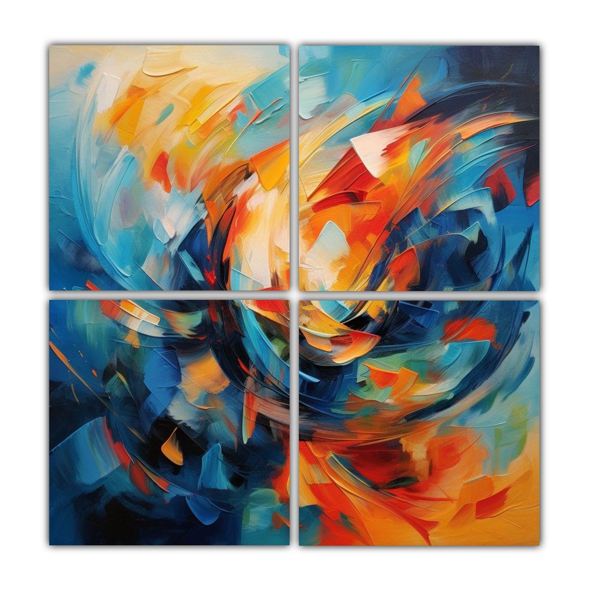 Pintura Abstracta Decorativa Cuatro Artes Mller 100x100 Cm-0