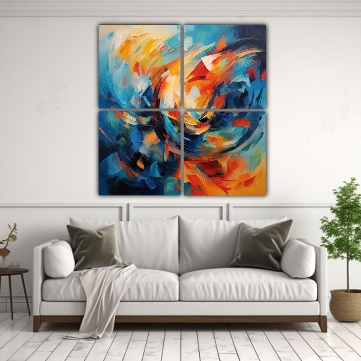 Pintura Abstracta Decorativa Cuatro Artes Mller 100x100 Cm-2