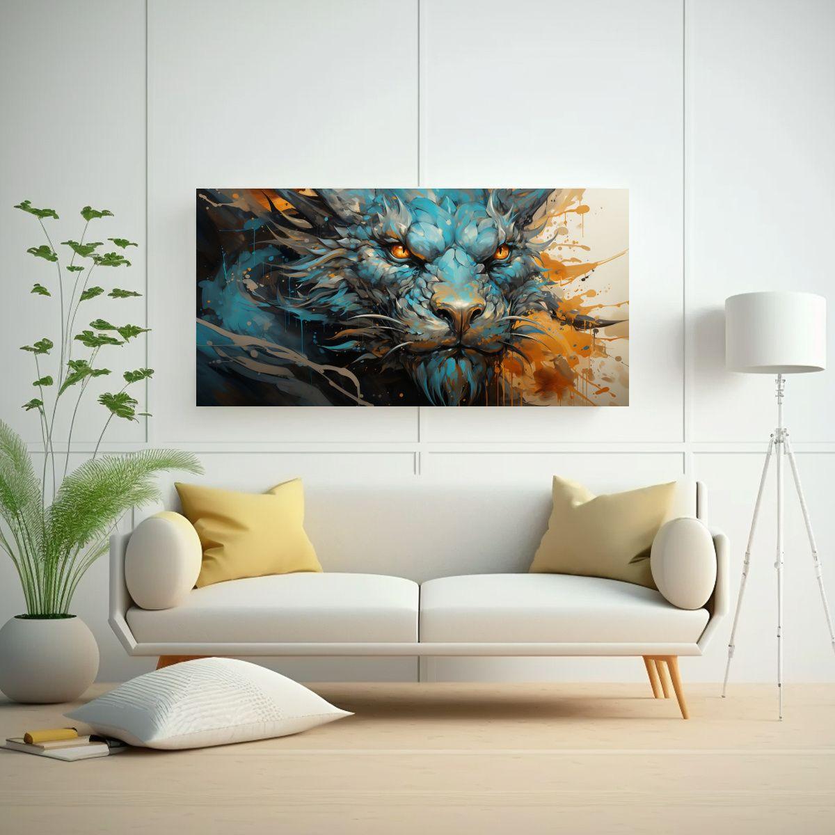 Lienzo Horizontal Reflejo De Dragón En Colores Tu 100x50cm-2
