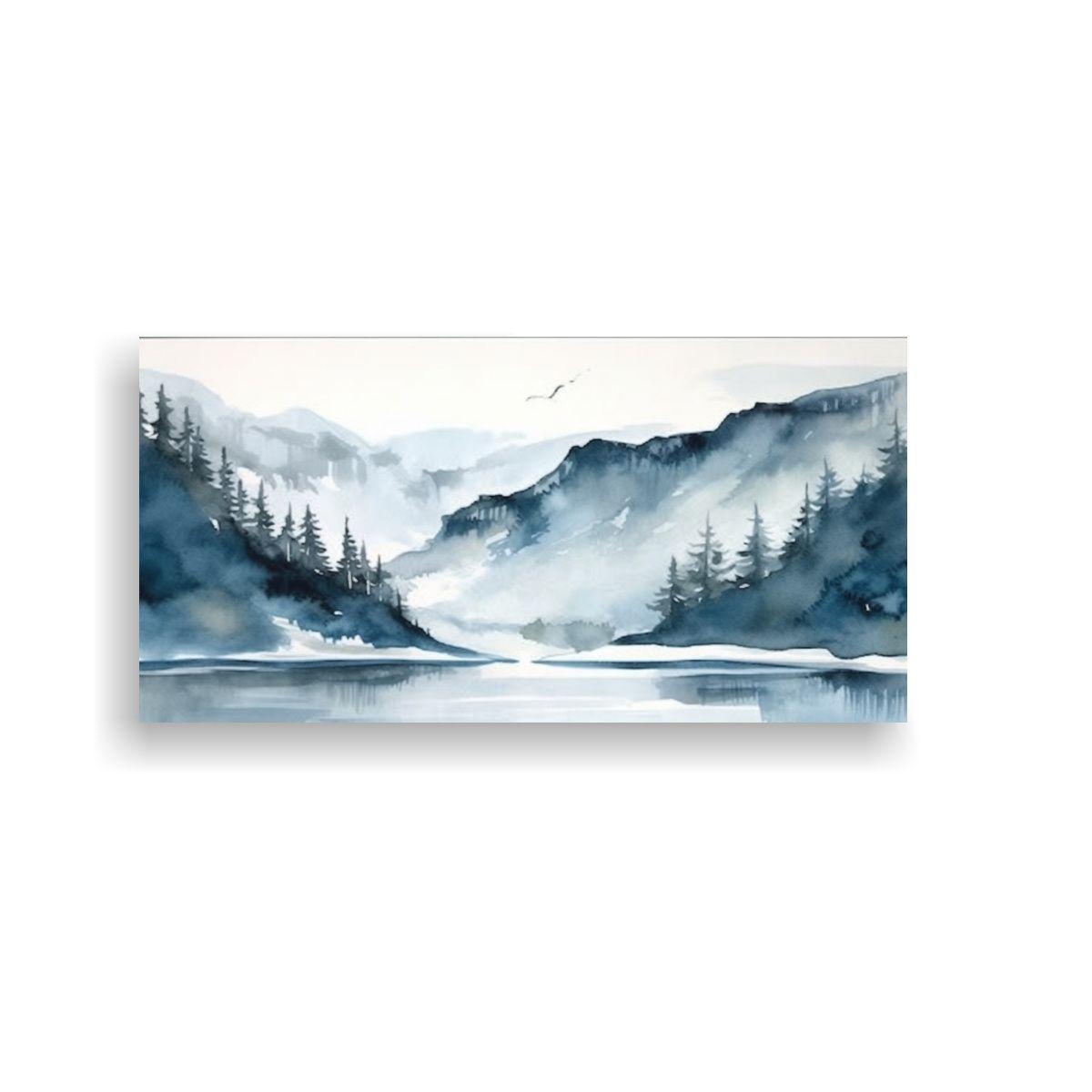 Pintura Paisajística Con Técnica Acuarela 120x60cm-0