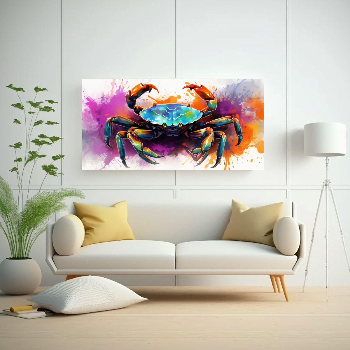 Cuadro De Tela Líneas Brillantes Cangrejo En 140x70cm-2