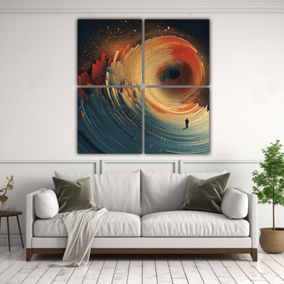 Cuatro Cuadros Tela Sublimada Calidez Para 100x100 Cm-2