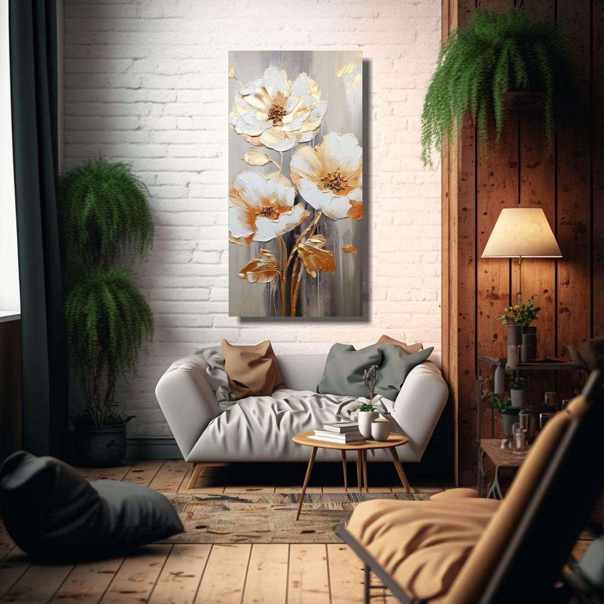 Arte Vertical Temática De Un Cuadro De Amapolas 60x120cm-2